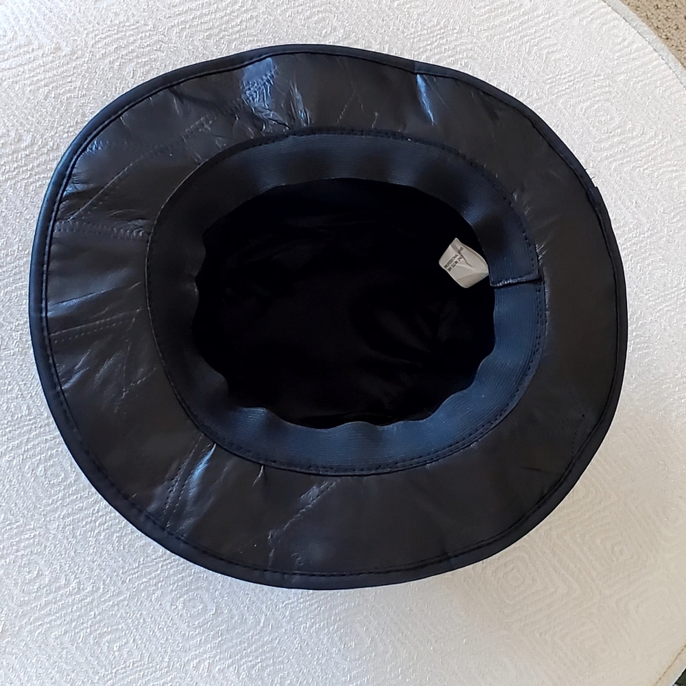 Black Genuine Leather Patchwork Fedora Hat, OS, L… - image 6